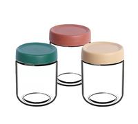 Duffy 3-Pack Glass Jar with Screw Lid Leakproof Overnight Oats Container, Yogurt Jars, Oatmeal Salad Jars, for Cereals Milk Fruit Condiment Dressing, 3 Colors