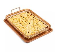 Duffy® Copper Crisper Tray Non-Stick Oven Baking Tray with Elevated Mesh Crisping Grill Basket 2 Piece Set