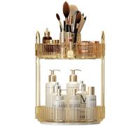 Duffy Makeup Organiser Rotating, Round Skincare Organiser, Customisable, Toiletries Cosmetics Organiser, Gift, (Champagne Gold, 2-Tier)