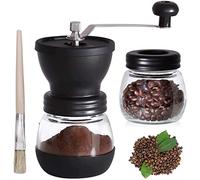 Duffy® Manual Coffee Bean Grinder, Handheld Adjustable Coarseness Ceramic Mill Grinder for Bean Spices with Transparent Storage Jar, Hand-Held Portable Coffee Mill Grinder Machine for Home and Office