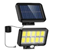 Duffy Solar Lights Outdoor,120 COB led Powered Motion Sensor Flood Security Lights,3 Lighting Modes,IP65 Waterproof Solar Powered Lights for Garden Garage Fence Shed Walkway Use