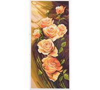 Duftin PA1052 Orange Roses On Aida with Multi-Coloured Floral Printed Cotton Embroidery 47 x 24 x 0.1 cm