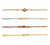 Dugan Ganesh Rakhi for Brother Set of 4 Rakhi Set with Rakhi Greeting Card Roli Chawal Packet - Raksha bandhan Rudraksha Rakhi Bracelet for Brother Rakhi for Bhaiya - GMRK013