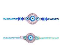 Dugan Rakhi for Brother Set of 2 Evil Eye Rakhi Set with Rakhi Greeting Card Roli Chawal Packet - Raksha bandhan Rakhi Bracelet for Brother Rakhi for Bhaiya | Bhai Rakhi Gifts for Brother - GMRK05