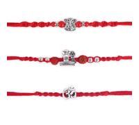 Dugan Silver Ganesh Rakhi for Brother Set of 3 Rakhi Set with Rakhi Greeting Card Roli Chawal Packet - Raksha bandhan Rudraksha Rakhi Bracelet for Brother Om Rakhi for Bhaiya - GMRK012