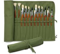 DUGATO 30-Slot Roll-Up Canvas Brush Holder, Army Green