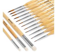 DUGATO Miniature & Dry Brush Set, Model Brushes for Warhammer 40k, 15-Piece | Fine Detail Premium Nylon Bristle & Goat Hair Brushes for 40k, DnD, Citadel & Figurine, Feathering for Acrylic Oil Gouache