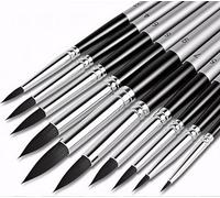 DUGATO Watercolor Detail Paint Brushes Set 10pcs by , Round Pointed Tip Paint Brushes Perfect for Water Color Acrylics Ink Gouache Oil Tempera Paint by Numbers Miniature & Fine Detailing