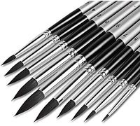 DUGATO Watercolor Detail Paint Brushes Set 10pcs by , Round Pointed Tip Paint Brushes Perfect for Water Color Acrylics Ink Gouache Oil Tempera Paint by Numbers Miniature & Fine Detailing