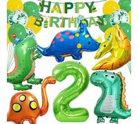 DUGEHO Dino Birthday Deco 2 Year, Dino Balloons Garland Set,Dino Green Balloons Wedding for Jungle Style or Baby Shower, Party Supplies Dinosaur Themed Birthday Decorations