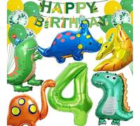 DUGEHO Dino Birthday Deco 4 Year, Dino Balloons Garland Set,Dino Green Balloons Wedding for Jungle Style or Baby Shower, Party Supplies Dinosaur Themed Birthday Decorations