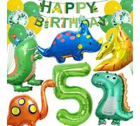 DUGEHO Dino Birthday Deco 5 Year, Dino Balloons Garland Set,Dino Green Balloons Wedding for Jungle Style or Baby Shower, Party Supplies Dinosaur Themed Birthday Decorations
