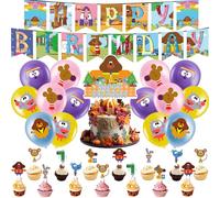 Duggee Birthday Decorations, 34PCS Duggee Birthday Party Decorations, Hey Party Supplies With Happy Birthday Banner Duggee Balloons Cake Topper Cupcake Toppers, Hey Theme Party for Kids Baby Shower