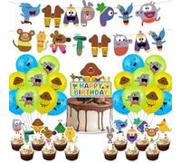 Duggee Birthday Decorations, Hey Party Decorations Duggee Birthday Party Supplies with Happy Birthday Banner Cake Toppers Balloons, Hey Theme Birthday Party for Kids Boys Girls
