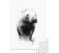 Dugong Inked Marine Mammal 1000-Piece Puzzle for Adults, 38x26cm/1000pcs; White Cardboard for Simple Sorting; Shared Family Time Around The Table