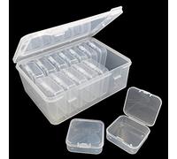 DUGYIRS 14 Pieces Small Transparent Plastic Storage Box with Hinged Lid and 1 Large Rectangular Plastic Storage Container Box for Beads and Jewelry, Small Items, Classification