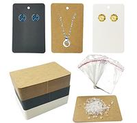 DUGYIRS 150 Pieces Earring Necklace Display Card Kraft Paper Display Card Blank Tags for DIY Packaging Earrings Jewelry Display