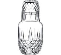 DUHALINE Audrey Crystal Bedside Carafe and Glass Set, Crystal Bedside Night Carafe Pitcher and Tumbler Glass Set, 2 Piece Water Pitcher And Cup Night Set (17.75 oz or 525 ml)
