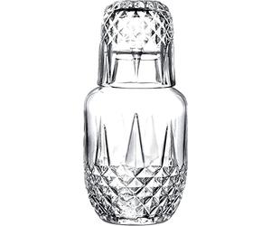 DUHALINE Audrey Crystal Bedside Carafe and Glass Set, Crystal Bedside Night Carafe Pitcher and Tumbler Glass Set, 2 Piece Water Pitcher And Cup Night Set (17.75 oz or 525 ml)