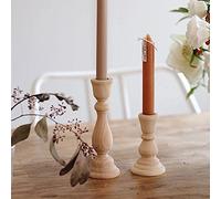 DUHALINE Set of 2 Handmade Rustic Wooden Candlesticks, Accordion, Console Table Decoration Pieces, Luxury for Fireplace