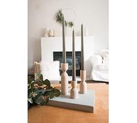 DUHALINE Wooden Candle Pillar Holder Set of 3,Rustic Farmhouse Candle Holder,Handmade Candlestick Holder, Wood Candle Holders, Console Table Decoration Pieces, Luxury Fireplace Candle Holder