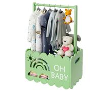 DUHARS Wooden Baby Hamper Basket for Baby Shower, Baby Shower Basket with Handle, Boys and Girls Basket for Baby Gifts, Welcome Baby Gift, Pregnancy Gifts for New Parents, Green