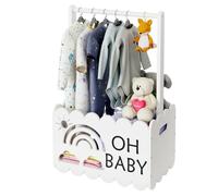 DUHARS Wooden Baby Hamper Basket for Baby Shower, Baby Shower Basket with Handle, Boys and Girls Basket for Baby Gifts, Welcome Baby Gift, Pregnancy Gifts for New Parents, White