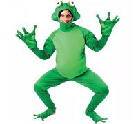 DUHENWU Frog Costume Onesie Men Adult Frog Costume Halloween Costumes Funny Animal Fancy Dress Open Face Jumpsuit Frog Suit Disguise Fancy Dress Up Romper Frog Costume
