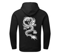 DUHENWU Hoodie Men's Long Sleeve Sweatshirts Back Dragon Print Pullover with Hood Men's Hoodie Loose Plus Size Hoodie Leisure Sports Shirt Sweatshirt with Pockets Comfortable Coat, black, M