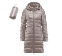 DUHENWU Lightweight Down Jacket for Women UK Packable Ladies Puffer Jacket Women's Down Filled Coat Ultra Light Packable Hooded Down Jacket Women's Down Filled Coat with Hood Khaki