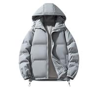 DUHENWU Quilted Jacket For Women UK Hooded Puffer Down Coat Short Winter Jacket Lightweight Waterproof Jackets with Fur Hood Plus Size Trench Coat Long Sleeve Warm Outwear Jackets UK Size Grey