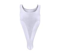 DUHENWU Sexy Men's Underwear Sleeveless Vest Sexy Cutout Mesh Bodysuit Transparent Tank Tops Crewneck Mens Body Suit One Pieces Coveral Mesh Fishnet Undershirt Sleepwear
