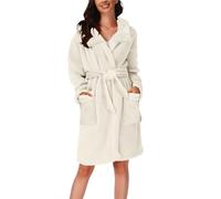 DUHGBNE bath robes for women Ladies Dressing Gowns Warm and Cosy Soft Plush Bathrobe for Women Uk Cotton Homewear with Pockets Nightwear Sets dressing gown cotton lightweight Beige