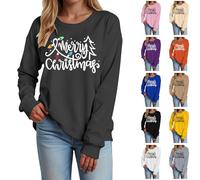 DUHGBNE christmas jumper womensChristmas Sweatshirts for Women Uk Merry Christmas Graphic Light Jumpers Long Sleeve Crew Neck Xmas Pullovers Xmas Jumpersxmas jumper womensblack ladies