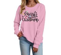 DUHGBNE christmas jumpersChristmas Sweatshirts for Women Uk Merry Christmas Graphic Light Jumpers Long Sleeve Crew Neck Xmas Pullovers Xmas Jumpersv neck jumpers for jumper women Pink