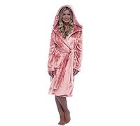 DUHGBNE Fluffy Dressing Gowns for Womens Uk Long Fleece Bathrobe with Hoodies Cute Sotf Long Sleeve Robe with Pockets Thermal Loungewear Belt Gift for Her