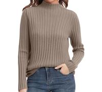 DUHGBNE Jumper Womens Women's Turtleneck Sweaters 2025 Fall Long Sleeve Pullover Sweater Ribbed Knit Basic Tops Turtleneck Women Ladies Cable Knit Jumper Khaki