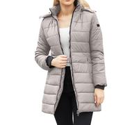 DUHGBNE Ladies Coats and Jackets Smart Winter Coats for Women UK Warm Long Sleeve Padded Jackets Slim Fit Quilted Puffer Parka Lightweight Windproof Jacket Trench Cropped Puffer Jacket Women Grey