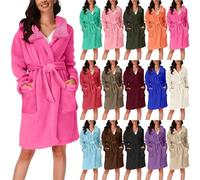 DUHGBNE ladies lightweight dressing gown Ladies Dressing Gowns Warm and Cosy Soft Plush Bathrobe for Women Uk Cotton Homewear with Pockets Nightwear Women Sets towelling bath robes for plus size