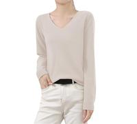 DUHGBNE Ladies v Neck Cotton Jumper Women's Winter Knitted Sweater Low Neck V Warm Base Sweater Long Sleeved Solid Color Colla Ladies Sparkly Jumpers Beige