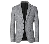 DUHGBNE Mens Blazer Jacket Plaid Checked Cuasual Smart Regular Long Sleeve Business Check Blazer Versatile Everyday Suit Suitable for Work, Dating Grey