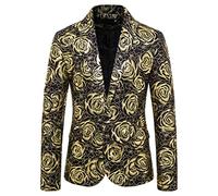 DUHGBNE Men's Luxury Casual Floral Prints Stylish Blazer Long Sleeve Slim Fit Stylish Floral Tuxedo Jackets Floral Tuxedo suitable for all seasons Man's Favourite
