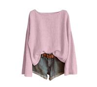DUHGBNE Plus Size Tops for Women Linen Tops for Women UK Cotton Linen Long Sleeve Boat Neck Solid Color T-Shirts Lightweight Baggy Womens Blouses Ladies Tunic Pink