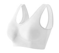 DUHGBNE Seamless Bra Wireless Bras for Women Plus Size Non Wired Seamless Support Bras for Women UK Full Coverage Unpadded Bralette with Back Jelly Push up White
