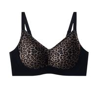 DUHGBNE Strapless Bra Viral Jelly Bra for Women UK Plus Size Wireless Push Up Seamless Full Coverage Leopard Print Bras Comfort High Impact Women's Bras
