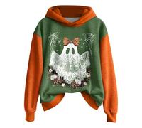 DUHGBNE techwear hoodie Halloween Sweatshirts for Women UK Oversized Loose Long Sleeve Hooded Hoodies with Pockets Halloween Fashion Cute Graphics anime jumper stitch blanket hoodie