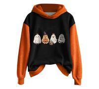 DUHGBNE techwear hoodie Halloween Sweatshirts for Women UK Oversized Loose Long Sleeve Hooded Hoodies with Pockets Halloween Fashion Cute Graphics anime jumper stitch blanket hoodie