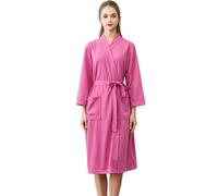 DUHGBNE Waffle Dressing Gowns for Womens Uk Cosy Long Fleece Long Sleeve Premium Bath Robes with Pockets Belt Loungewear Gift Ready