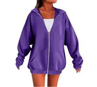 DUHGBNE weights for women Hoodies for Women UK Ladies Full Zip Sweatshirts Oversized Casual Loose Fit Long Sleeve Plain Hooded Sweatshirt with oversized hoodie