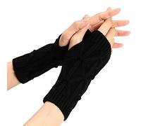 DUHGBNE Women's Long Arm Warmers Soft Stretchy Soft Gloves Long Sleeve Mittens Gloves Warmer Knit Knitted Fingerless Wrist Warmers for Winter